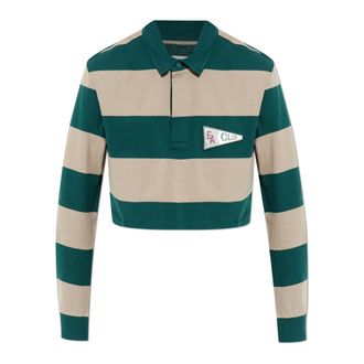 Emporio Armani Polo Shirts, female, Green, Size: S Cropped Polo with Patch