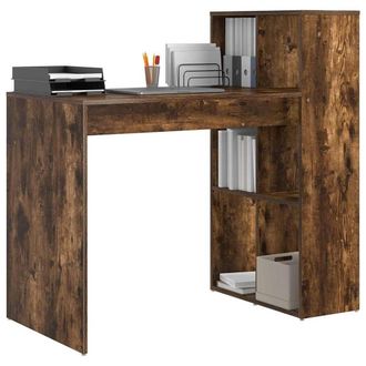 Berkfield Home Modern Writing Desk Smoked oak Engineered wood Medium Writing Desk in Brown
