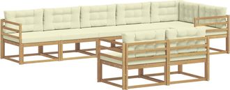 vidaXL Conjunto De Sof&aacute;s De Exterior 6 Uds. Blanco Y Crema Poli&eacute;ster Vidaxl
