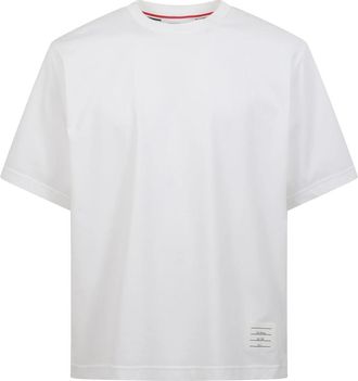 Thom Browne Katoenen T-shirt met Tricolor Strepen - Heren - T-shirts - Wit - S - Katoen - Tops