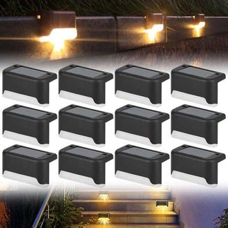 OEM Luces Solares Para Exteriores, Iluminaci&oacute;n Impermeable Para Jard&iacute;n Y Patio, Vallas, Escaleras, Luz Blanca C&aacute;lida, Color Negro, Juego De 12