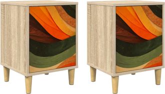 vidaXL Mesa De Noche Bonn 2 Uds. Roble Sonoma 36 X 33 X 50 Cm Vidaxl