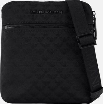 Emporio Armani Mens Allover Eagle Logo Black Shoulder Bag - Green - Size: ONE size