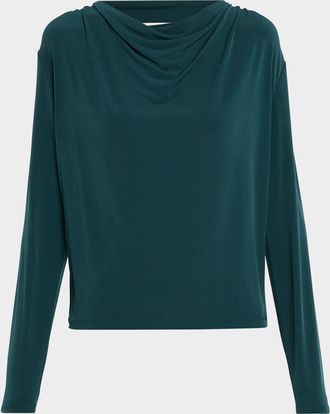 Vince Matte Jersey Cowl-Neck Blouse