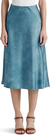 Ralph Lauren Womens Lauren Ralph Lauren Skirt Blue Tie-Dye Print Satin A-Line Preppy JZZ35