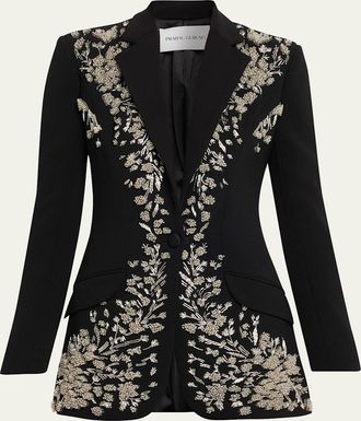Prabal Gurung Beaded Single-Button Blazer