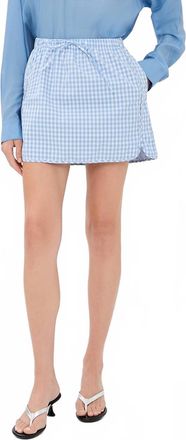 SIMKHAI Catherine Boxer Skirt In Cloud Gingham