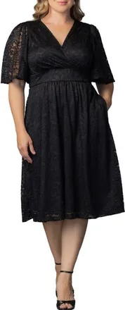 Kiyonna Fable Lace Cocktail Dress in Onyx at Nordstrom, Size 3X
