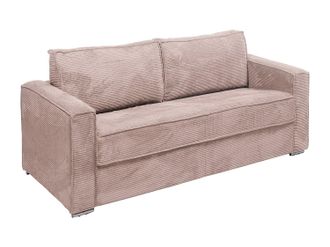 Vente-Unique Sof&aacute; cama de 4 plazas de apertura r&aacute;pida de pana rosa - Cama de 160 cm - Colch&oacute;n de 18 cm LORETO