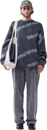 New Amsterdam Surf Association Jacquard Gebreide Trui - Heren - Ronde hals truien - Grijs - M - Wol - Truien & Vesten