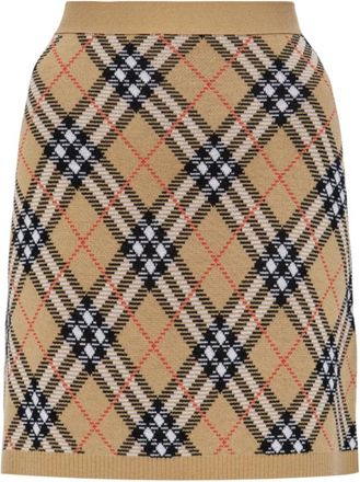 Burberry Wollen rok - Dames - Korte rokken - Beige - M - Wol - Rokken