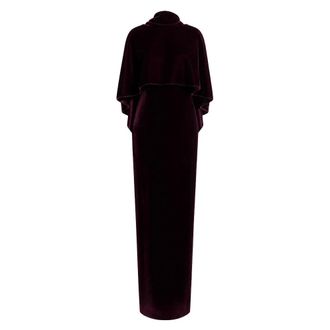 Alberta Ferretti Fluwelen avondjurk met capelet - Dames - Jurken - Paars - Maat: S Viscose