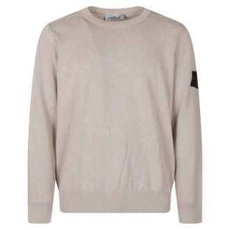Stone Island Round-neck Knitwear, male, Beige, Size: 2XL Round-neck Knitwear