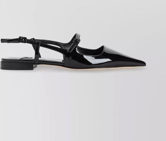 Jimmy Choo London patent leather slingback pointed-toe ballet flats