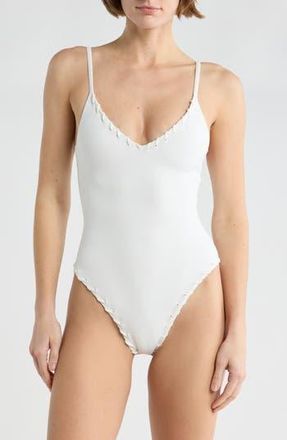 Good American Whip Stitch One-Piece Swimsuit in White at Nordstrom Rack, Size X-Small