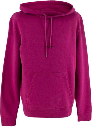 Saint Laurent Raspberry Pink Cotton Jersey Logo Hoodie Size S