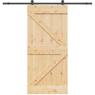 vidaXL Vidaxl - Puerta Corredera Con Herrajes Madera Maciza De Pino 90x210 Cm