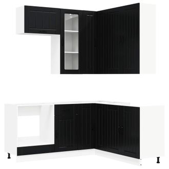 vidaXL Unit&agrave; Cucina Lucca 8 Pz Nero Legno Ingegnerizzato Vidaxl