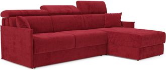 Divani.Store Miryam Sof&aacute; Cama Esquinero Con Reposacabezas Reclinables En Tejido Antimanchas T31 232 Cm Derecho Rojo