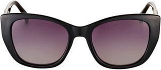 Guess 54mm Gradient Round Sunglasses in Shiny Black /Gradient Smoke at Nordstrom Rack