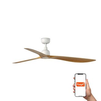 Netlighting Outwood 150cm Smart Ceiling Fan White Light Oak Blades IP44