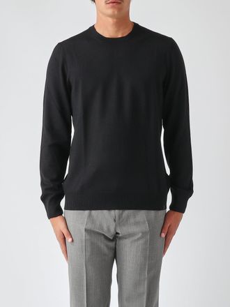 Fay Pure Merino Wool Crewneck Jumper with Ribbed Trims