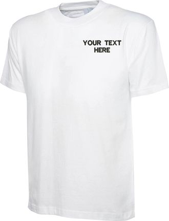 Generic Personalised Embroidered Your Text Classic T-Shirt UC301 Unisex Adult Casual Workwear Partywear Best Gift Tee Top (White, 4XL)