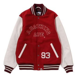 A Bathing Ape Giant Ape Head Varsity Jacket Burgundy 1I80-141-013-BGD
