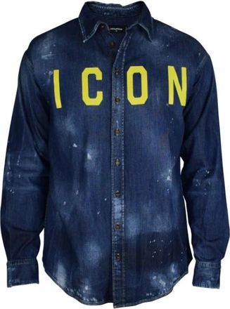 Dsquared2 Cotton - Heren - Spijkeroverhemden - Blauw - XS - Katoen - Overhemden