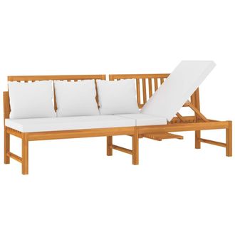 vidaXL Sof&aacute; Cama Con Coj&iacute;n Madera Maciza Acacia Crema 200x60x75 Cm Vidaxl