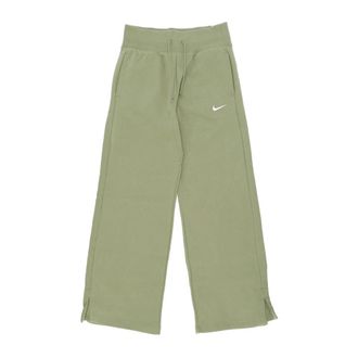 Nike Fleece Wijde Broek Phoenix Alligator - Dames - Trainingsbroeken - Groen - L - Katoen - Fitness