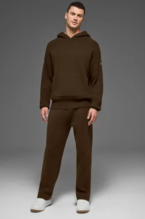 Alo | Scholar Hooded Sweater Top in Espresso Brown, Size: Large