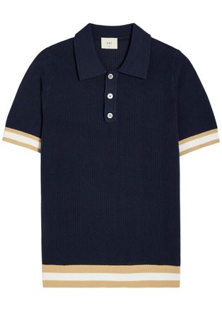 CH&Eacute; Studios Che Quinn Open-knit Polo Shirt - Navy - XL