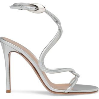 Gianvito Rossi Jungle Mamba Sandals in Metallic Silver Nappa at Nordstrom, Size 41.5