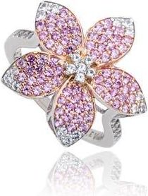 Suzy Levian Sterling Silver Pavé Sapphire Flower Ring in Pink at Nordstrom Rack, Size 7.5