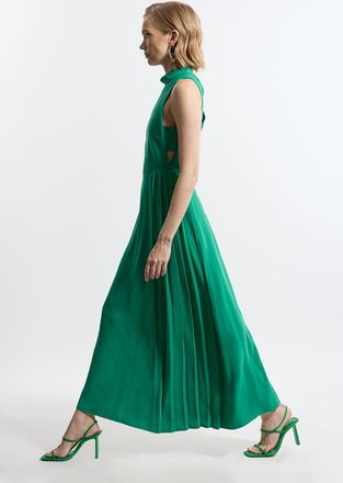 Karen Millen Womens Soft Tailored Pleated Panel Midaxi Dress - Green - Size 8 UK