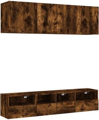 vidaXL Vidaxl - 5 Piece tv Wall Units Smoked Oak Engineered Wood