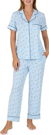 Kate Spade New York print crop pajamas in Blue Stripe at Nordstrom, Size X-Small