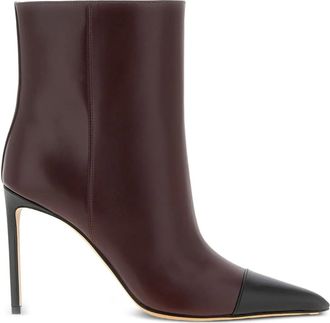 Francesco Russo 95mm contrasting-detail ankle boots - women - Calf Leather/Kid Leather/Leather - 38.5 - Red