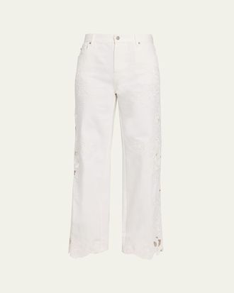 SIMKHAI Porter Floral Embroidered Jeans