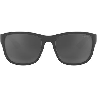 Prada 59mm Mirrored Square Sunglasses in Grey Rubber at Nordstrom
