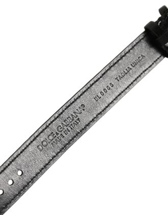 Dolce & Gabbana Black Textured Leather Gold Buckle Belt Strap Womens Bracelet
