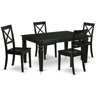 East West Furniture Dining Room Set Black, WEBO5-BLK-W