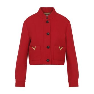 Valentino Jassen, Dames, Rood, S, Wol, Drill Double Caban