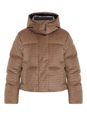 Moncler Quierzy houndstooth-pattern padded jacket - women - Polyester/Polyester/Feather Down - 00 - Brown