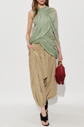 Balmain Drop-crotch Pants, Womens, Beige