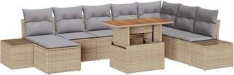 vidaXL Garden Sofa Set with Storage 9 pcs Beige Poly rattan vidaXL