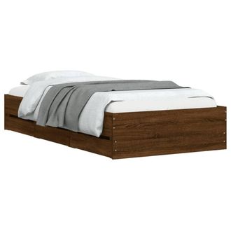 Berkfield Home Modern Bed Frame w/Drawers Frame Brown Oak 75x190 cm Small Single