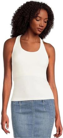 Free People Womens Free People Clean Lines Racerback Tank Top White Scoop Neck GBO1339