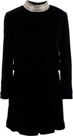 Saint Laurent Crystal High-neck Mini Dress Size S